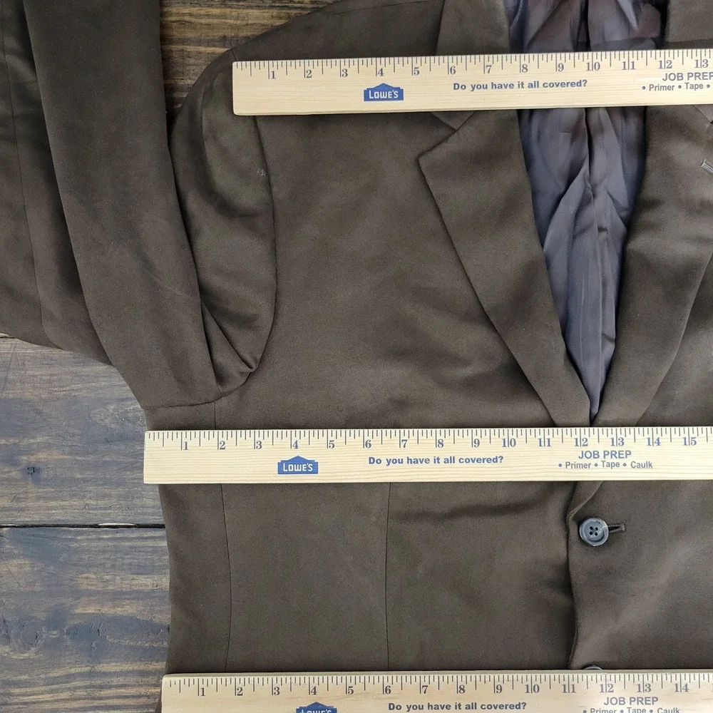 Chaps Men's Sport‎ Coat Blazer Three Button Brown Suede Polyester Size 46L